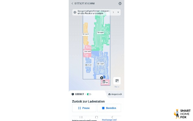 Die strukturierte Lasernavigation des ECOVACS DEEBOT X5 OMNI ist in der App zu sehen.